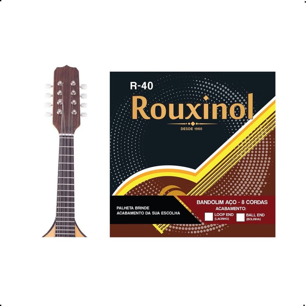 Encordoamento Bandolim 8 Cordas Rouxinol R-40 Lacinho no fim