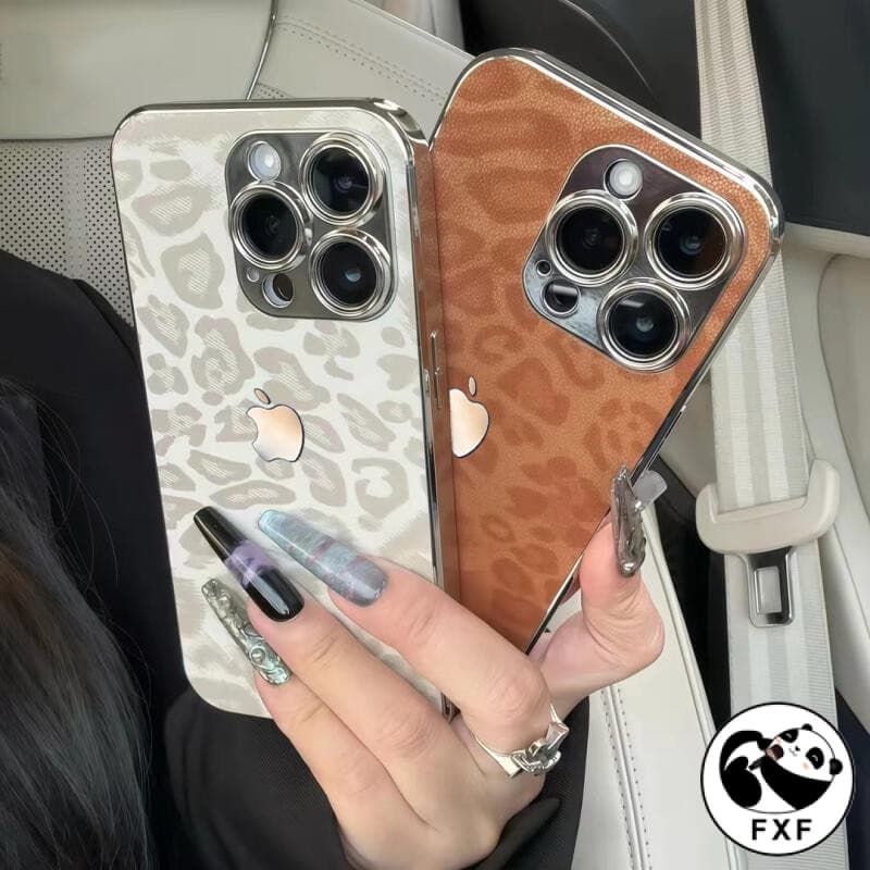 Moda De Luxo Leopardo Impressão Caso Couro Para iphone 16 14 15 13 12 11 Pro Max Plus Lente Proteção Completa