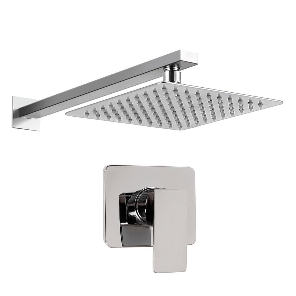 Kit Ducha Quadrada Cromada Chuveirao Piscina Chuveiro Agua Quente e Fria Inox 20x20 Parede Padrão Docol