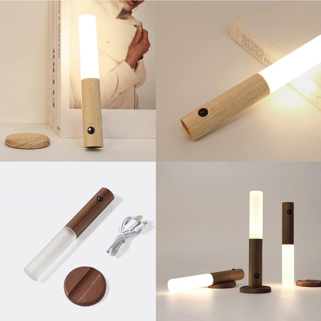Luminária LED com Sensor de Presença | Luz Noturna Recarregável USB Portátil para Quarto e Armário