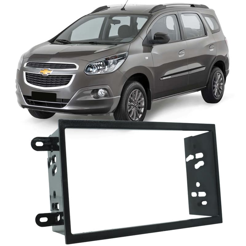 Moldura Painel 2 Din Som Dvd Gm Chevrolet Spin 2013 à 2018 Preta