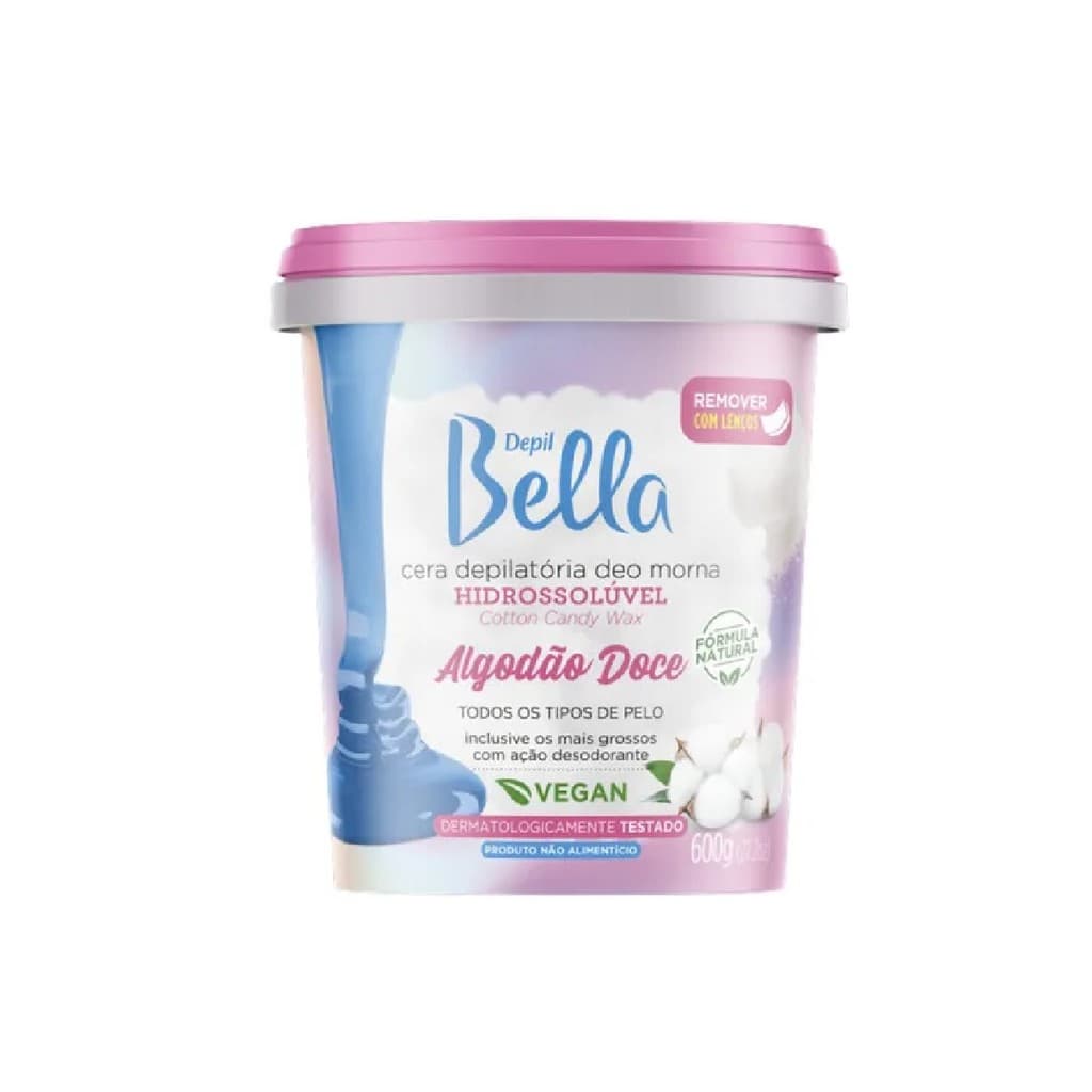 Depil Bella Cera Hidrossolúvel Vegan Algodão Doce 600g