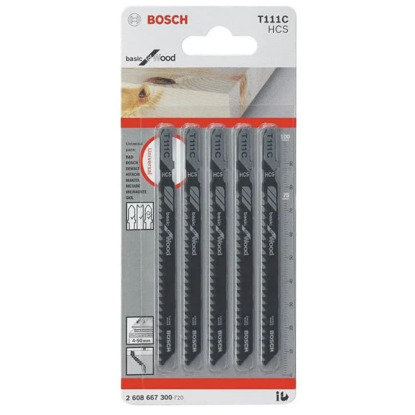 Kit 05 Lâminas de Serra Tico-Tico para Madeira T111C Bosch