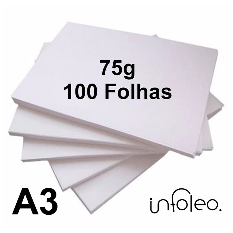 Papel Offset A3 75g Branco - 100 Folhas