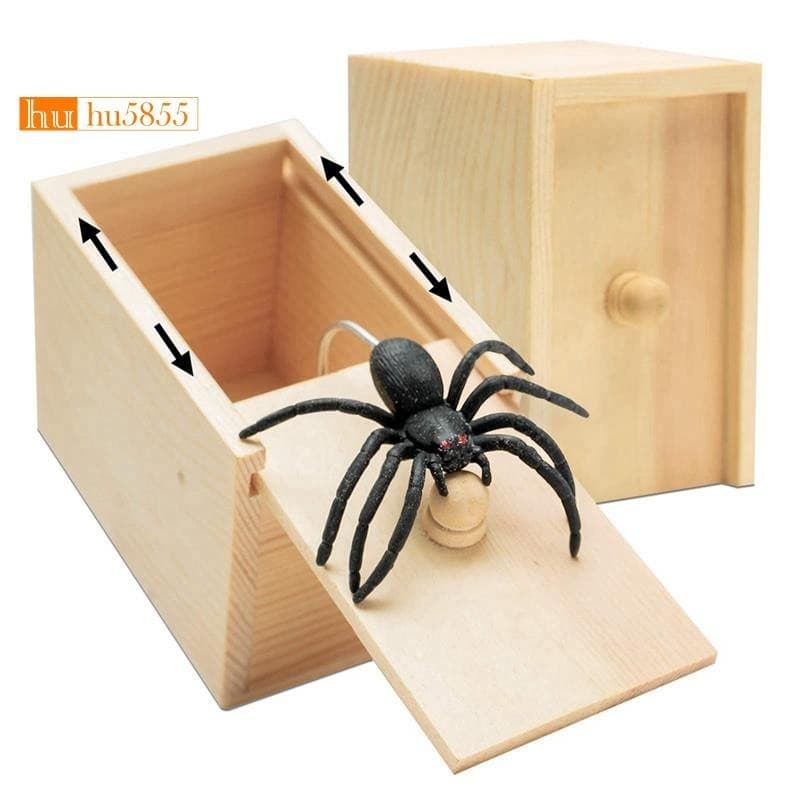 Truque Engraçado de Aranha Caixa de Medo de Madeira Oculta Jogo Divertido Brincadeira Amigo Brinquedos de Escritório YJN