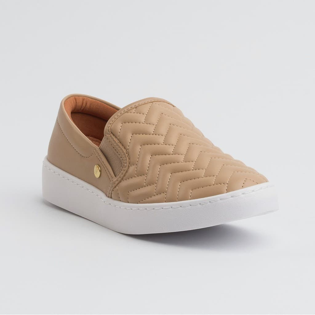 Tênis Casual Feminino Slip On Vizzano 12141010 Costurado Bege Branco Confortável Original
