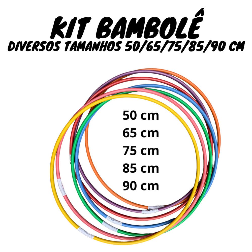 Kit Bambolês Infantil e Adulto Arco Cores Sortidas Tamanhos 50/65/75/85/90 Cm