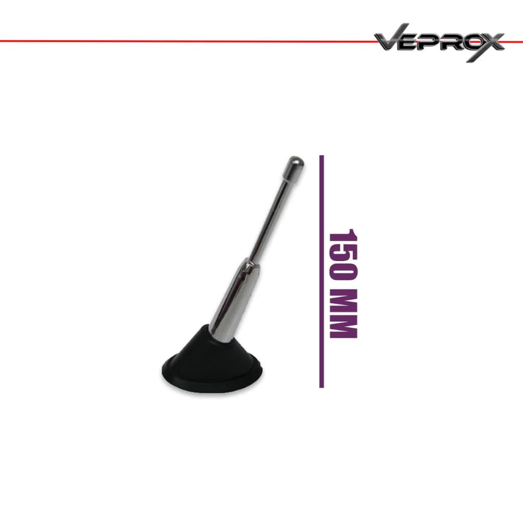 Antena Decorativa Haste Curta Cromada Para Teto de Carro Veiculo Universal 150mm Parte Traseira