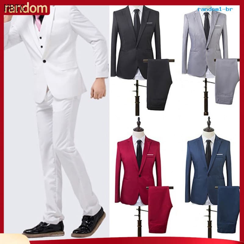 [RAN] Terno Formal Masculino Slim Fit de Negócios e Lazer com Um Botão, Duas Peças para Casamento, Banquete de Negócios