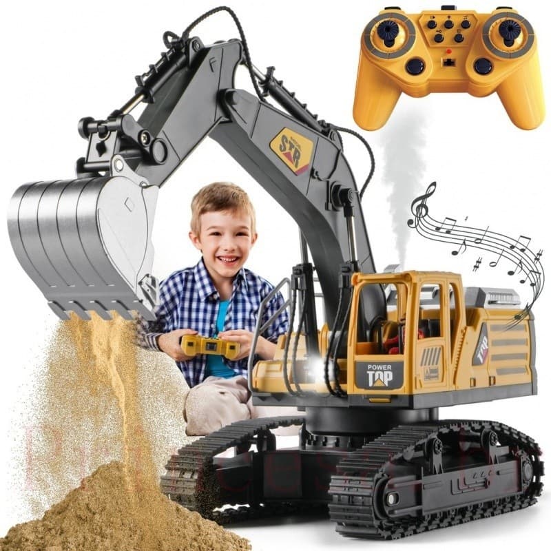Construção Trator Recarregável Brinquedos Com 5 Canais Luz Controle Remoto Escavadeira IPJH JDJ8