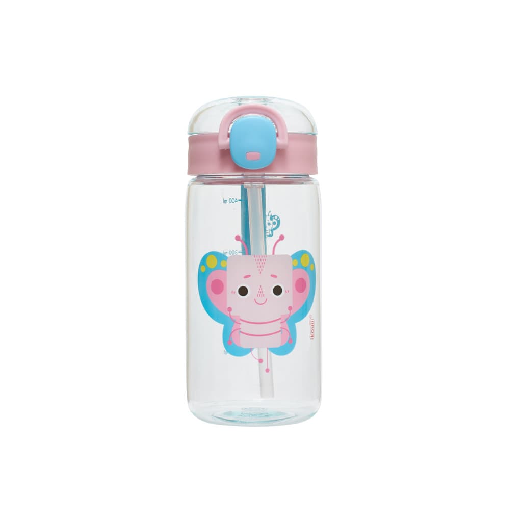 Garrafa Com Canudo 460 Ml Kouii Borboleta Pipa