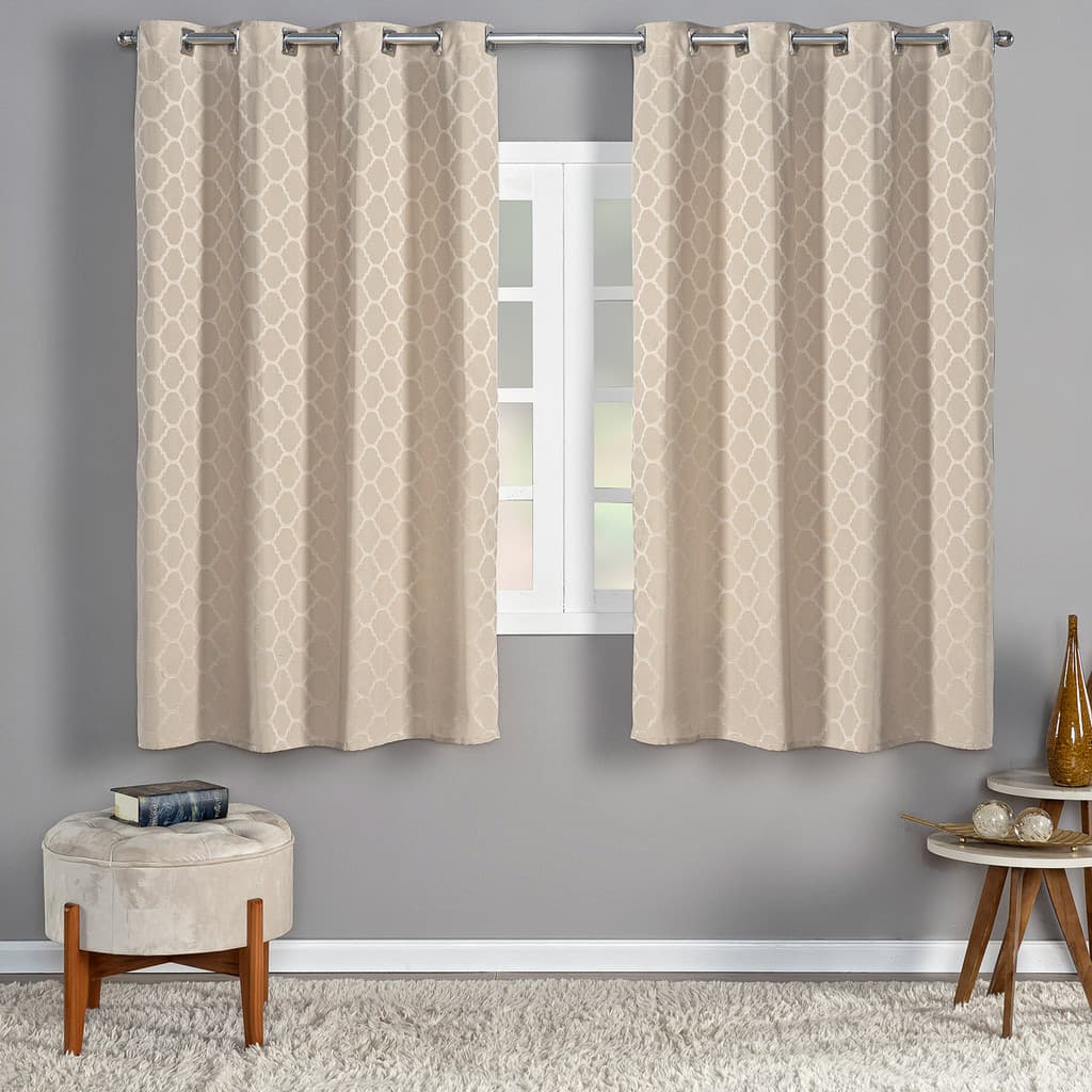 Cortina Jacquard Corta Luz Sala Quarto Apartamento Desenho Alto Relevo Moderno Estampado