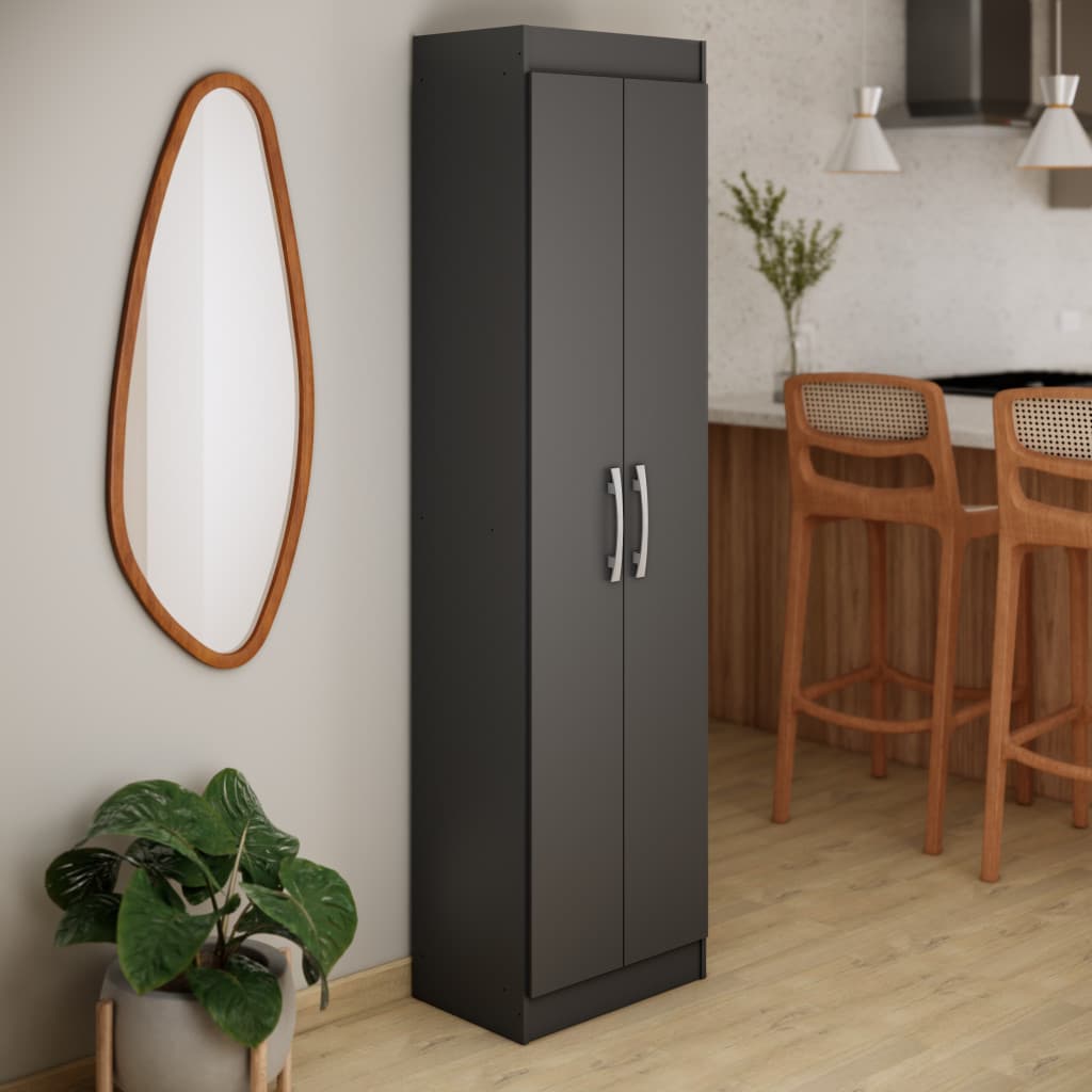 Armario Cozinha 2 Portas 4 Prateleiras Compact - Cinza