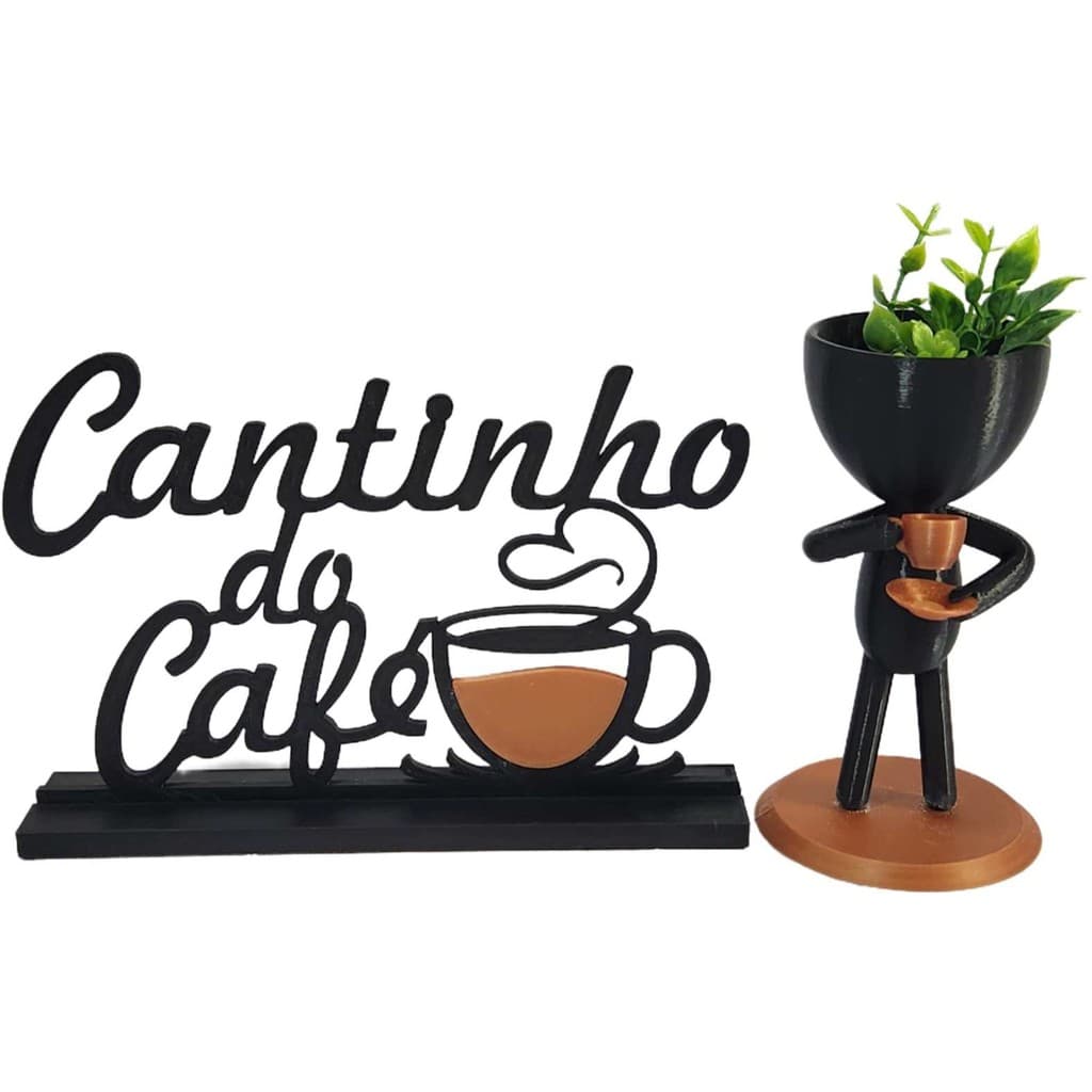 Cantinho do Café com Vaso Bob Em Pé Robert Plant Preto com Cobre