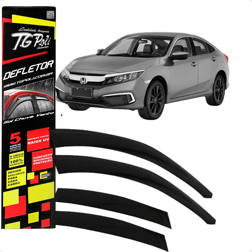 Calha de Chuva Defletor Honda Civic 2017 A 2021 4 Portas Original TG Poli