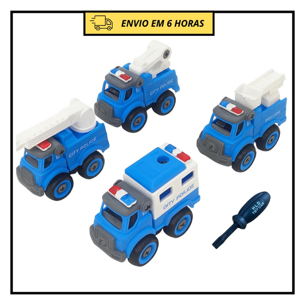 Carro de Polícia Monta e Desmonta com Chave Didático ENVIO IMEDIATO