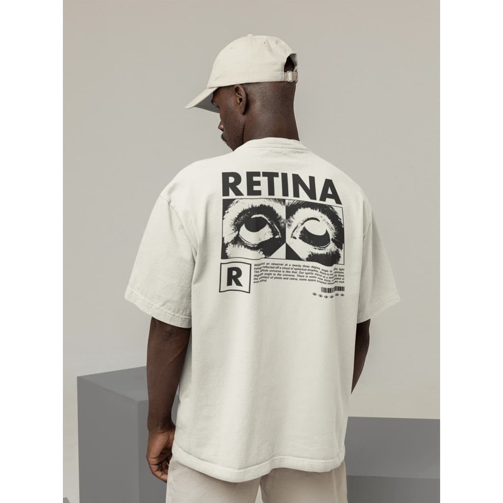 Camisa Camiseta Oversize Streetwear Masculino e Feminino Treino e Dia a Dia Preto e Off Whte Estampado - RETINA