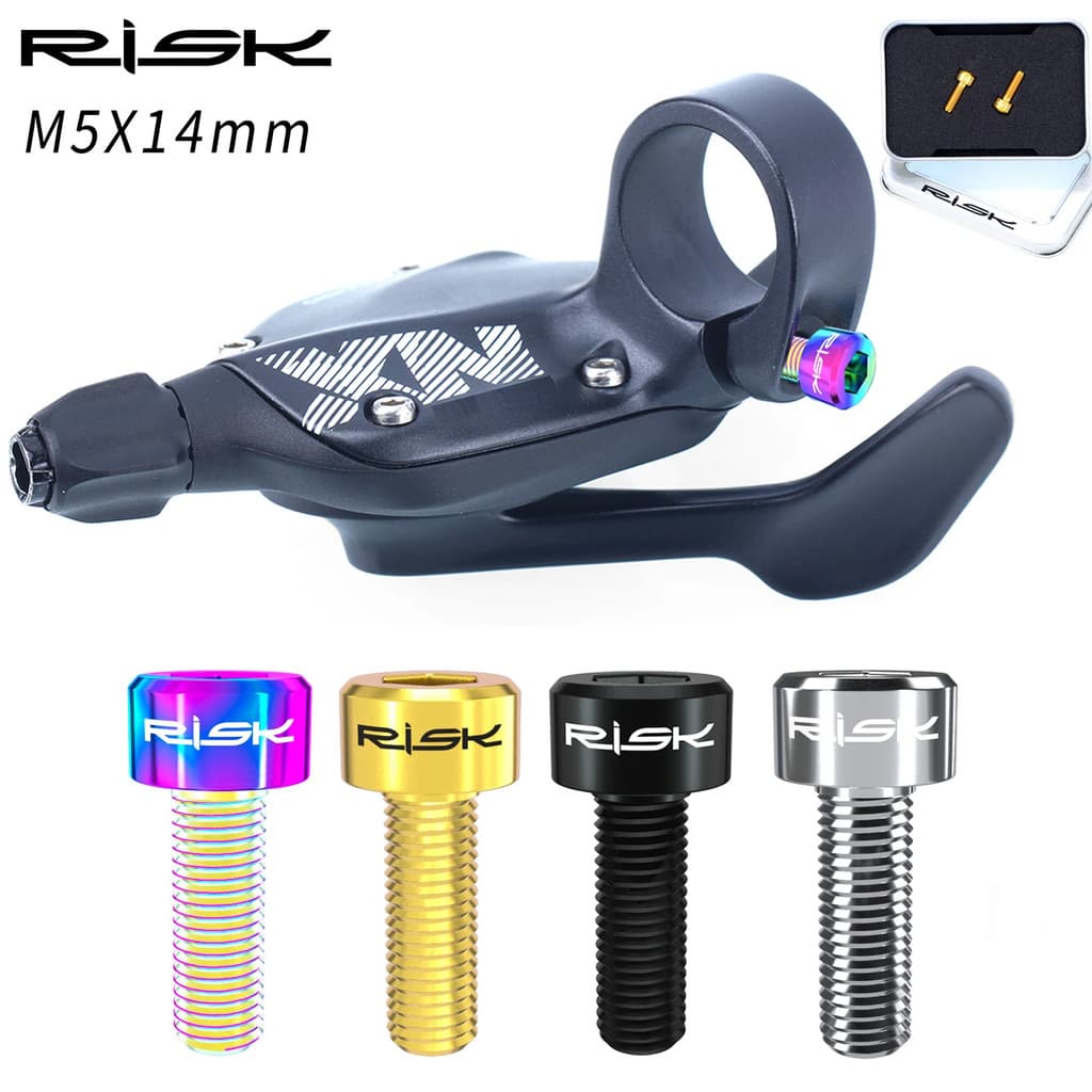 RISK 2 Peças M5x14mm Parafusos De Bicicleta De Liga De Titânio Para Fixação De Alavanca De Desviador MTB Mountain Road B