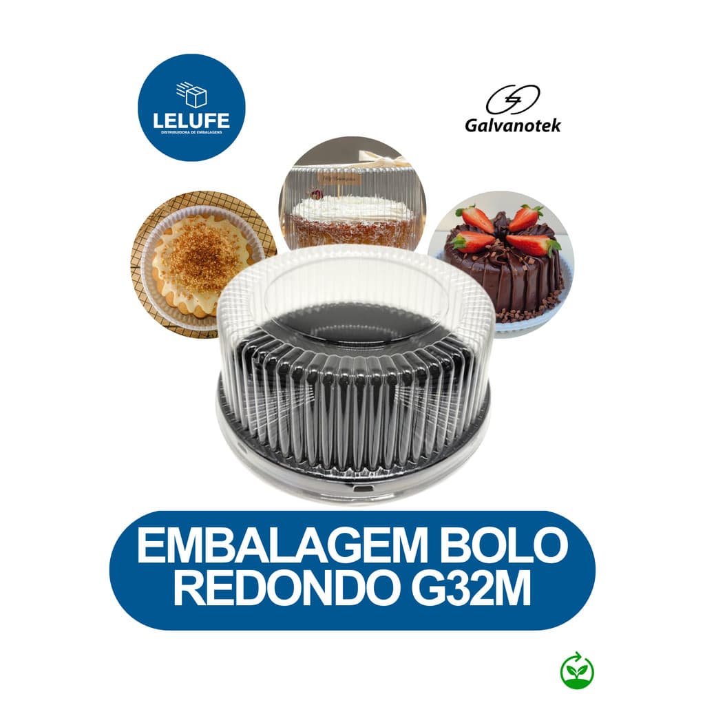 Embalagem para Bolos Tortas G32M Galvanotek / Média 0,750g - Embalagem Plástica Redonda
