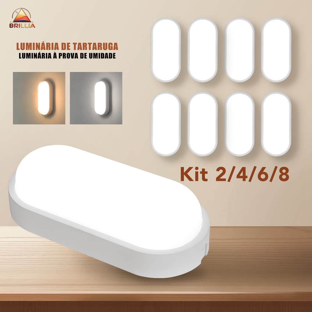 KIT 2 a 8 Luminária Arandela Tartaruga Led Impermeável para Sacada Corredor e Jardim 8W/15W Bivolt