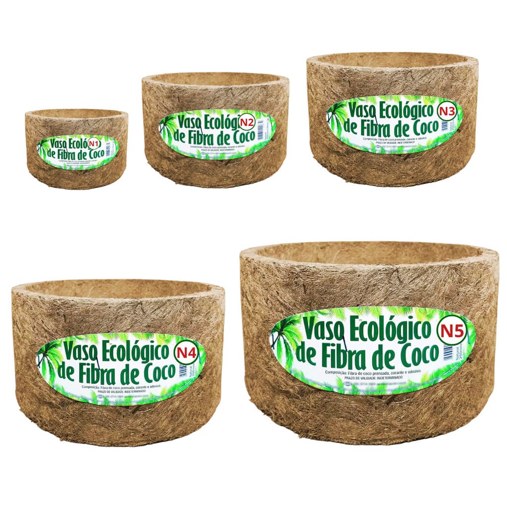 Vaso Xaxim Fibra de Côco  Nº 01 ao Nº 05 Ecológico | Samambaias Orquideas Bromélias Plantas Flores