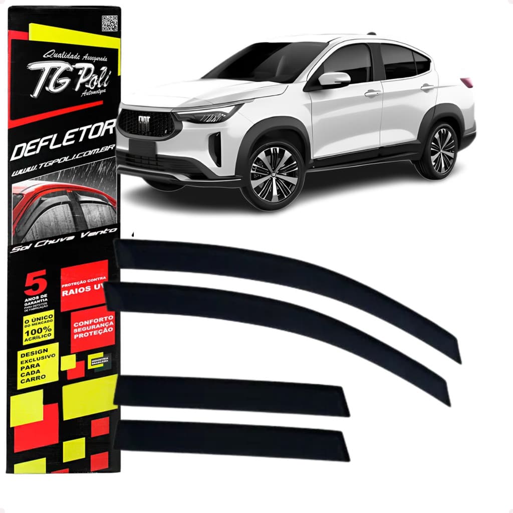Jogo Calha de Chuva Defletor Fiat Fastback 2022 2023 2024 2025 4 Portas Original TG POLI