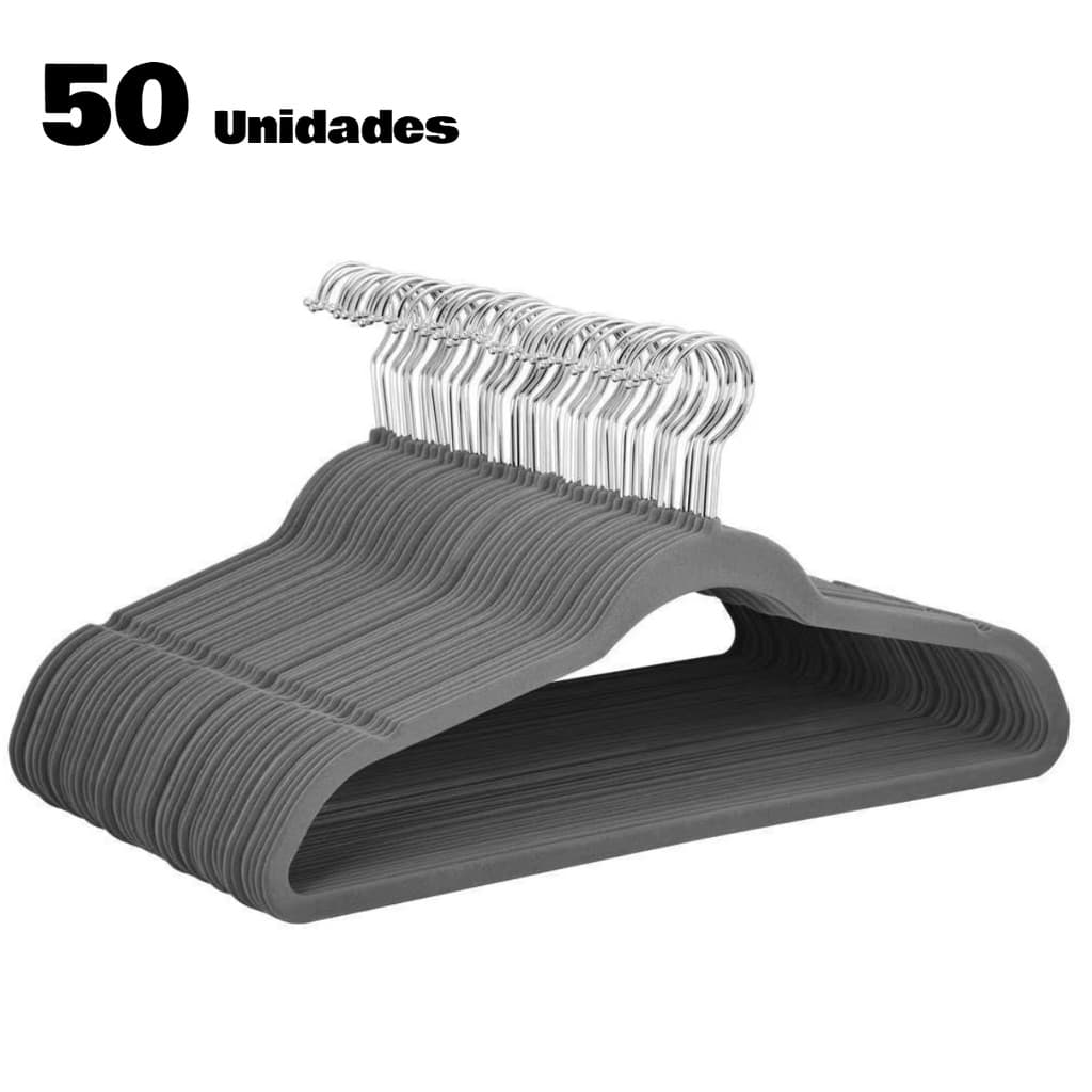 KIT 50 CABIDES AVELUDADO CINZA Adulto FUKUYAMA Antideslizante Slim Com Gancho Giratório 360
