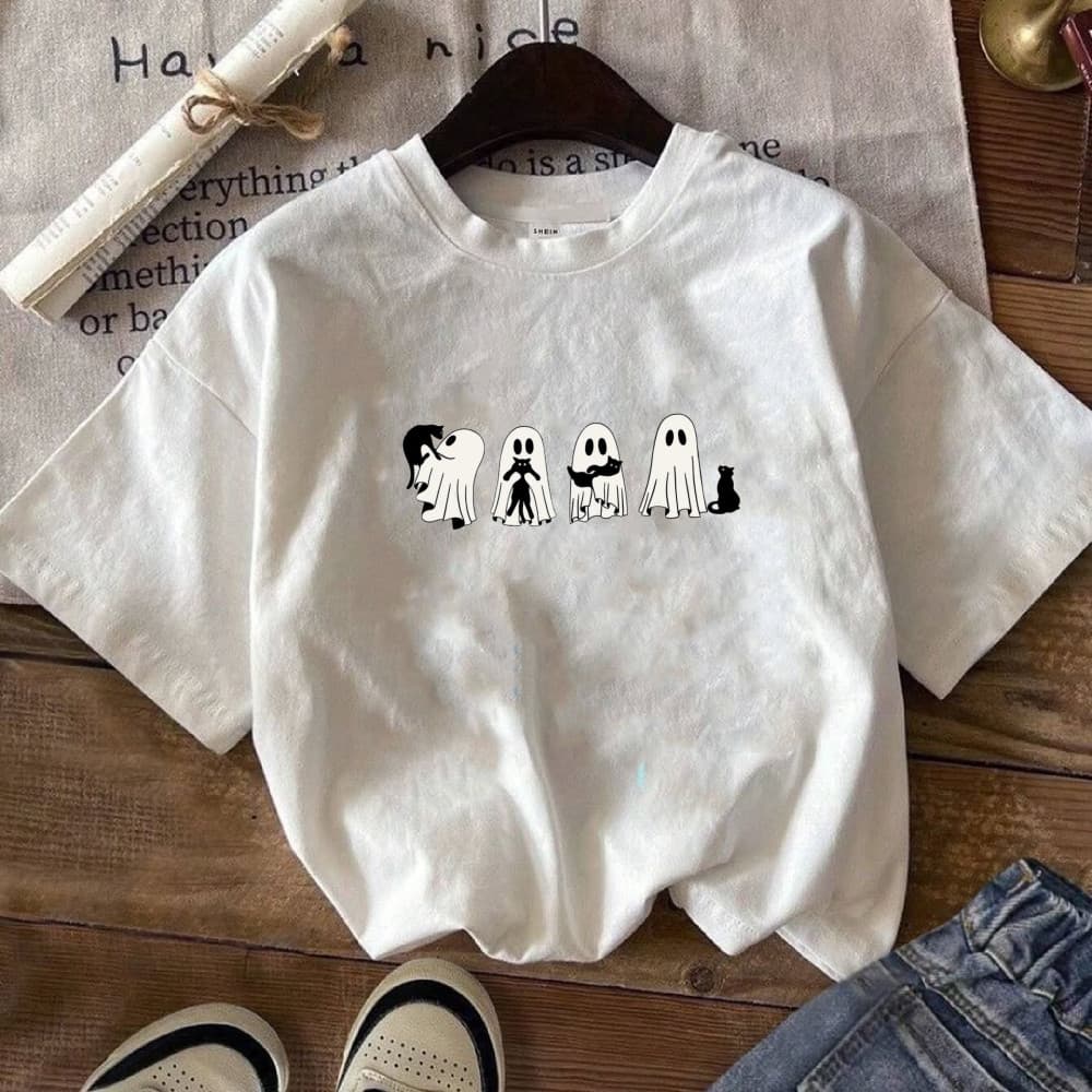 Camiseta Feminina Juvenil Fantasmas Fofos Algodão Premium Streetwear Envio Imediato