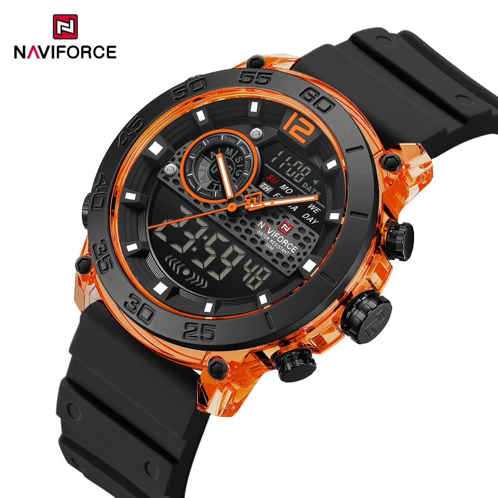 NAVIFORCE NF6104 Relógio De Pulso Esportivo Leve Masculino Com Display Duplo E Luz Noturna , Cronômetro De Quartzo Para