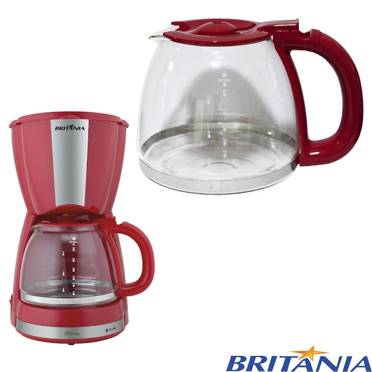 JARRA DE VIDRO DA CAFETEIRA BRITÂNIA CP30 INOX VERMELHO | ORIGINAL