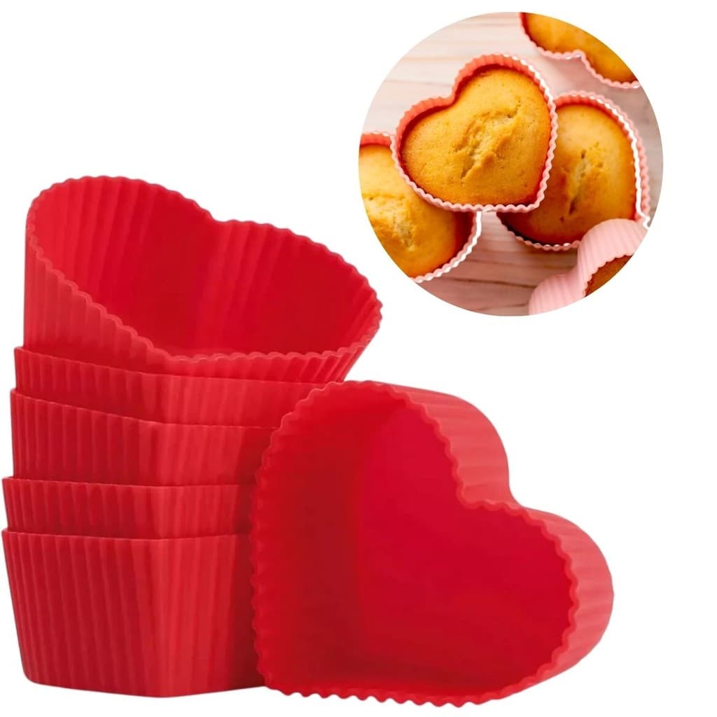 Kit 20 Formas Cupcake Air Fryer Antiaderente Forno Assadeira Coração