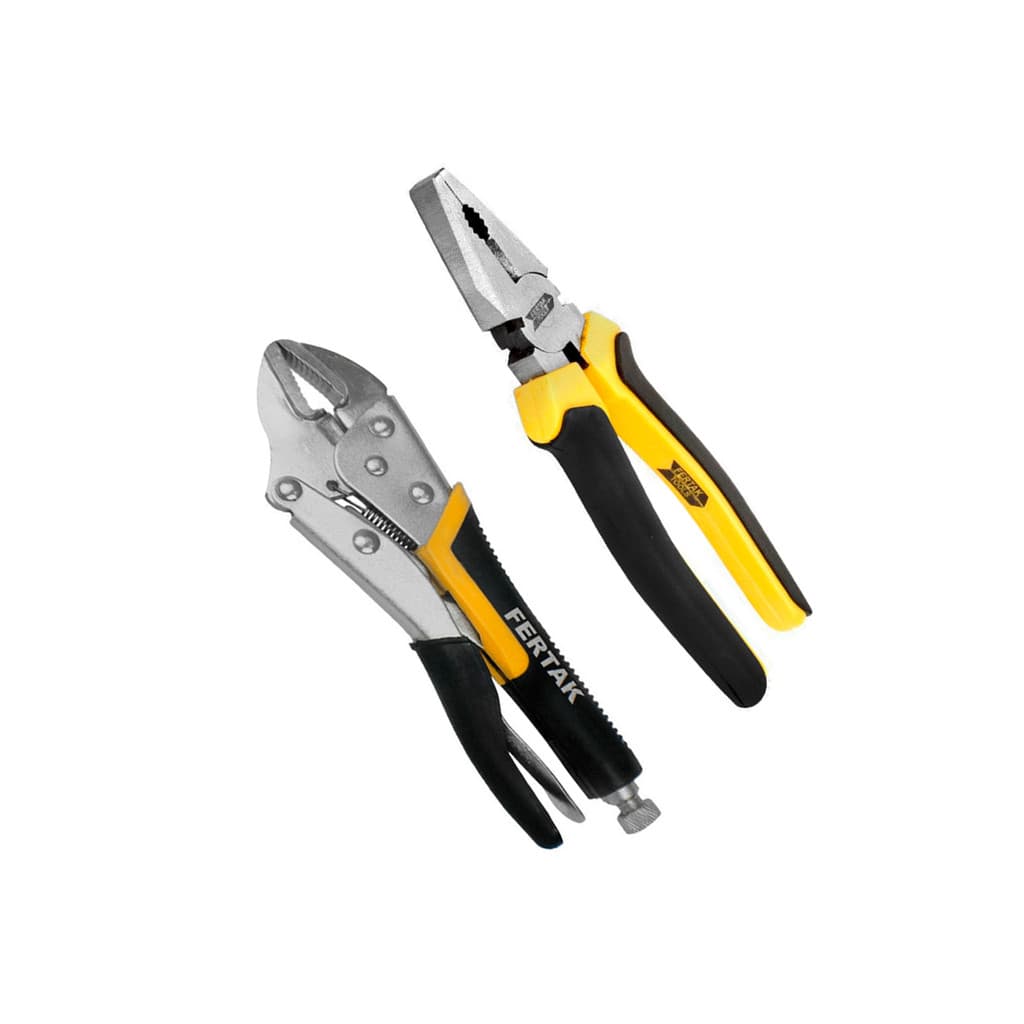 Alicate Universal 8" e Alicate de Pressão Reto 10" Mecânica Elétrica Profissional Fertak