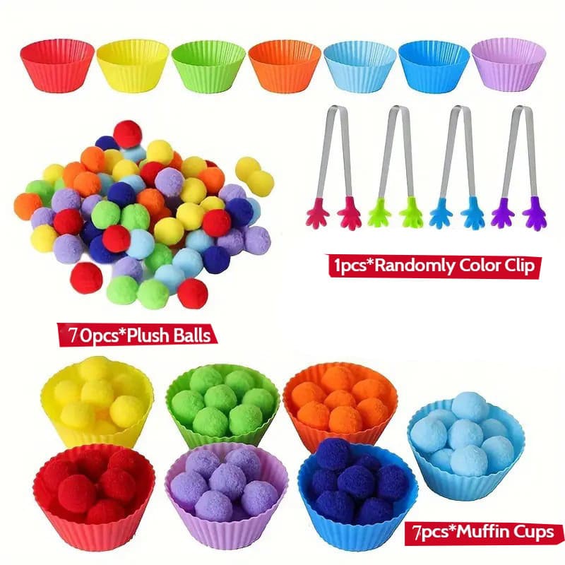 78pcs Crianças Montessori Color Matching Brinquedos Educativos de Bola de Pele para Educação Pré-Escolar