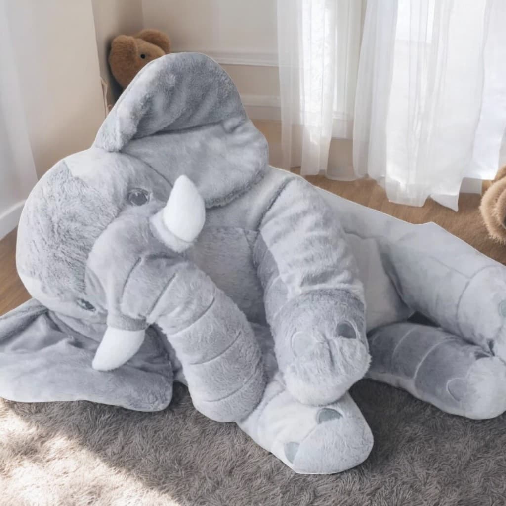 Almofada Elefante Dumbo Pelúcia 60cm Antialérgica P/ Bebê Enxoval Presente Decorativa e Fofinha