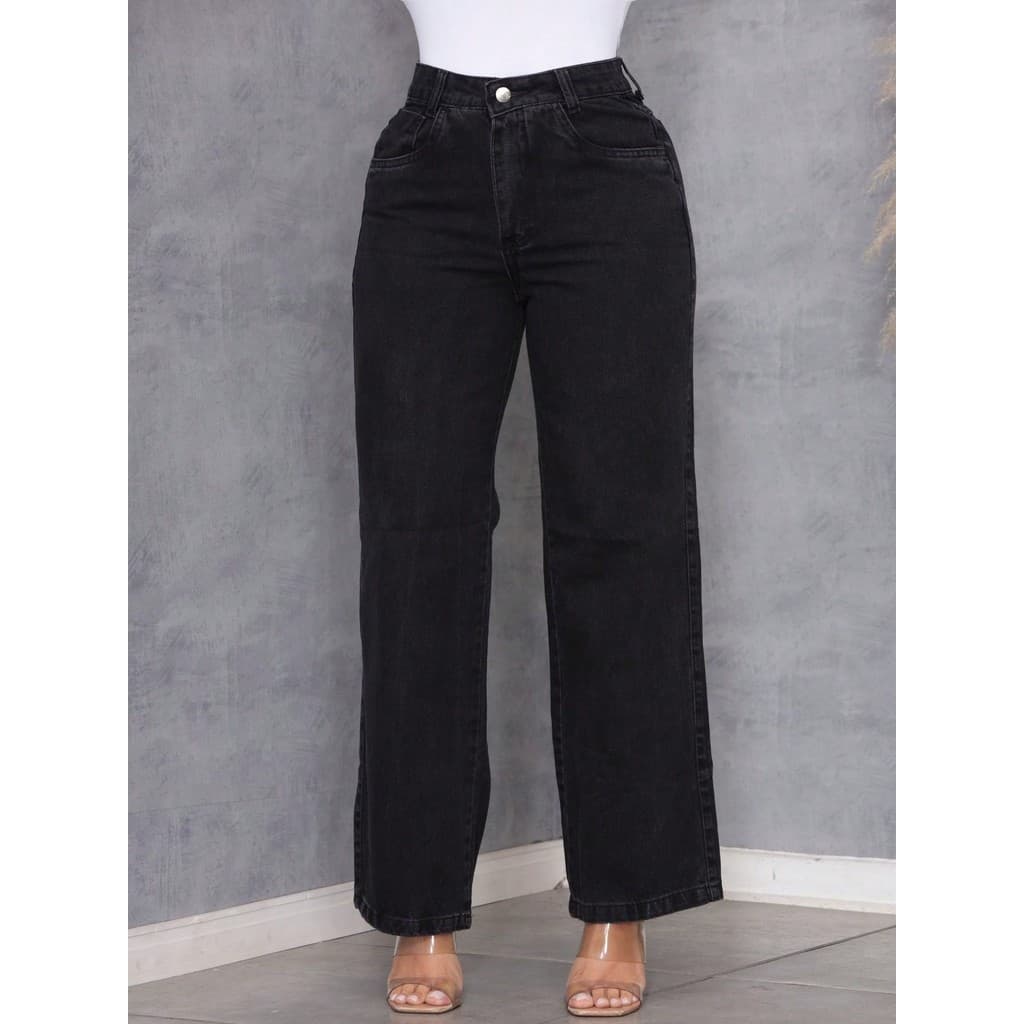 Calça Jeans Wide Leg Com Barra Cintura Alta Alianza Jeans