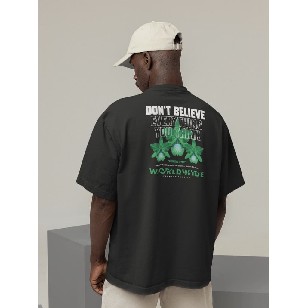 Camisa Camiseta Oversize Streetwear Masculino e Feminino 100% Algodão Treino e Dia a Dia Preto e Off Whte Estampado