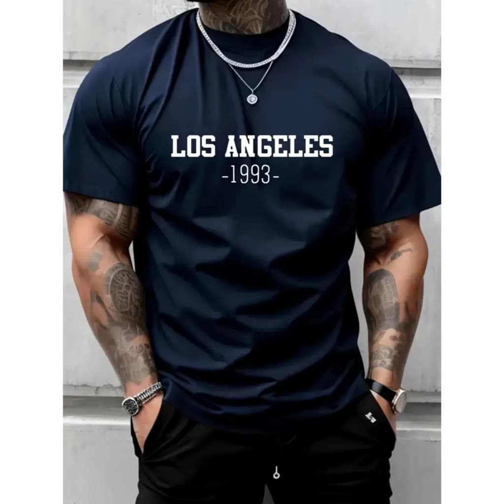 Camiseta Masculina Camisa Estampada Los Angeles Street Wear Blusa 100% Algodão Manga Curta