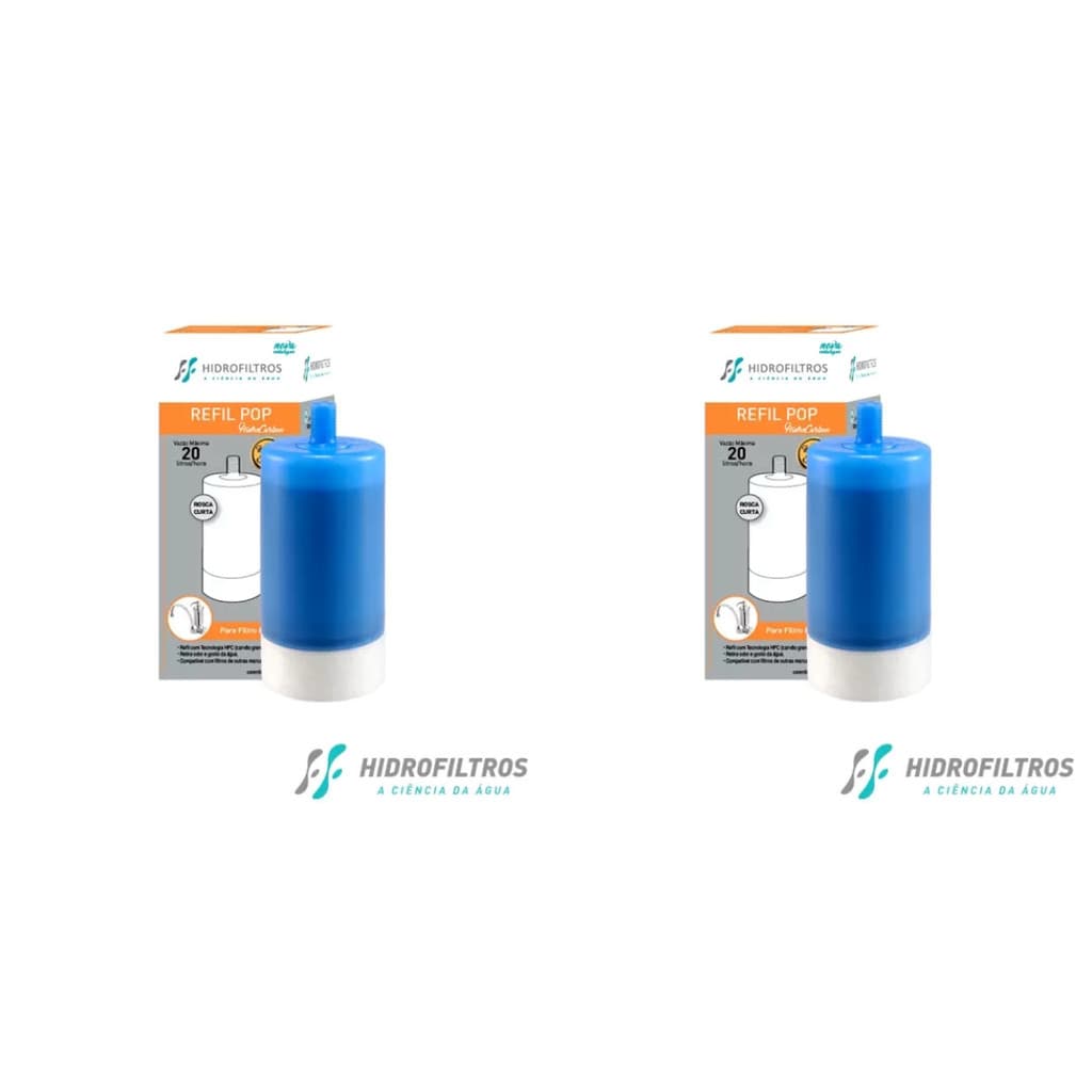 Kit 02 Un Refil Hf40 Rosca Curta Hidrofiltros P/ Bica Movel