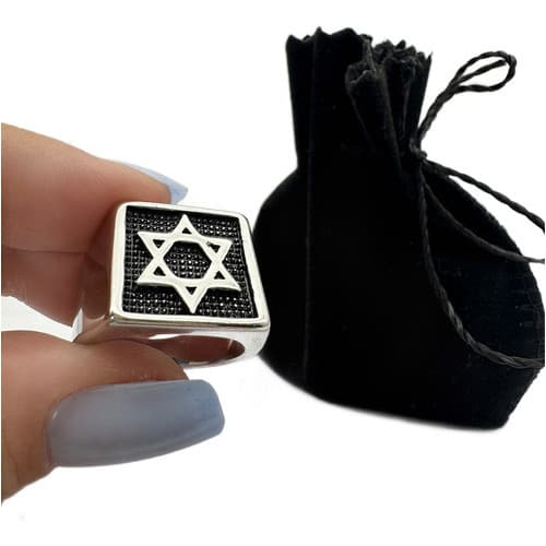 Anel Estrela De Davi De Aço Inox Hexagrama Masculino