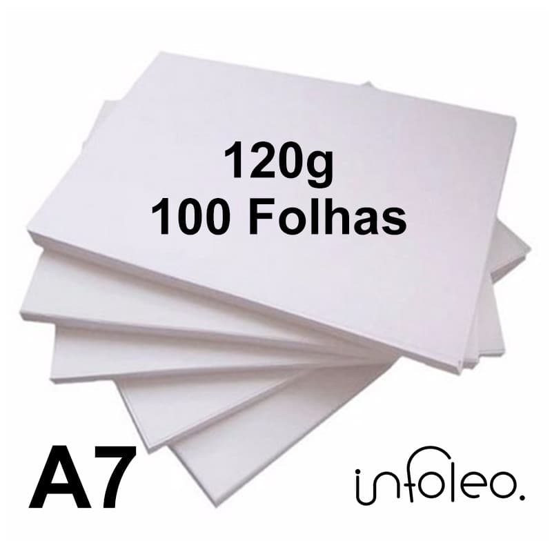 Papel Offset A7 120g Branco - 100 Folhas