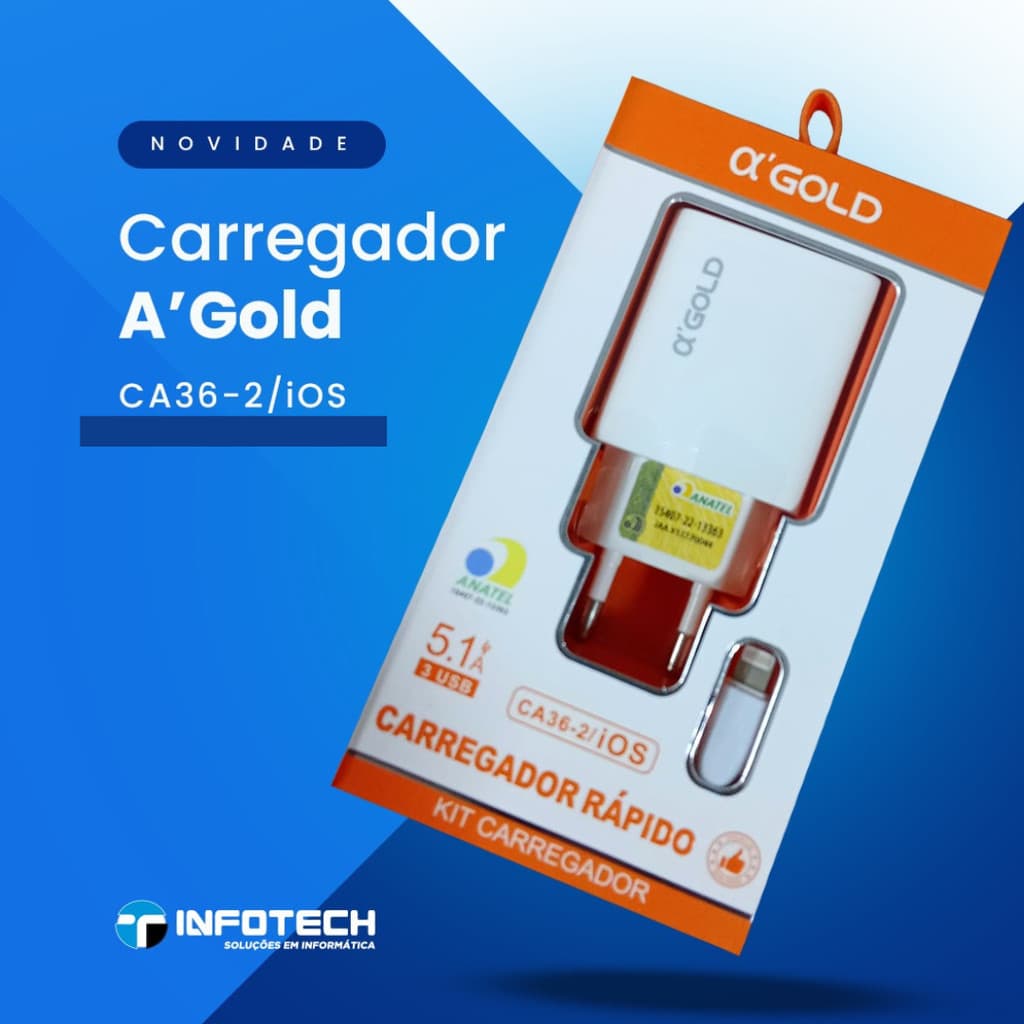 Carregador de Iphone 5.1A Turbo Carregamento Rápido 3 USB Agold