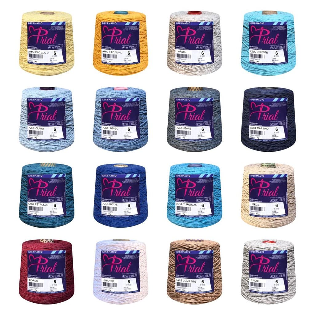 Barbante Para Crochê Tricô 6 Fios Linha Colorida 1 Kg Prial