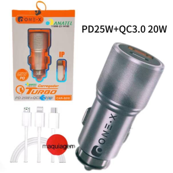 Usb 3.0PD carregador de carro 20W USB-C Ultra rápido carregador 45W adaptador carregador carro Turbo