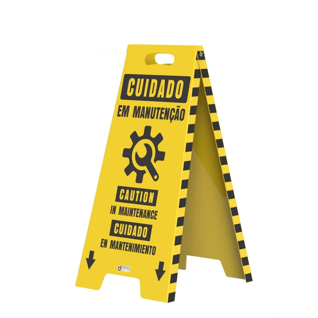 Cavalete De Sinalização Cuidado Em Manutenção - Trilíngue