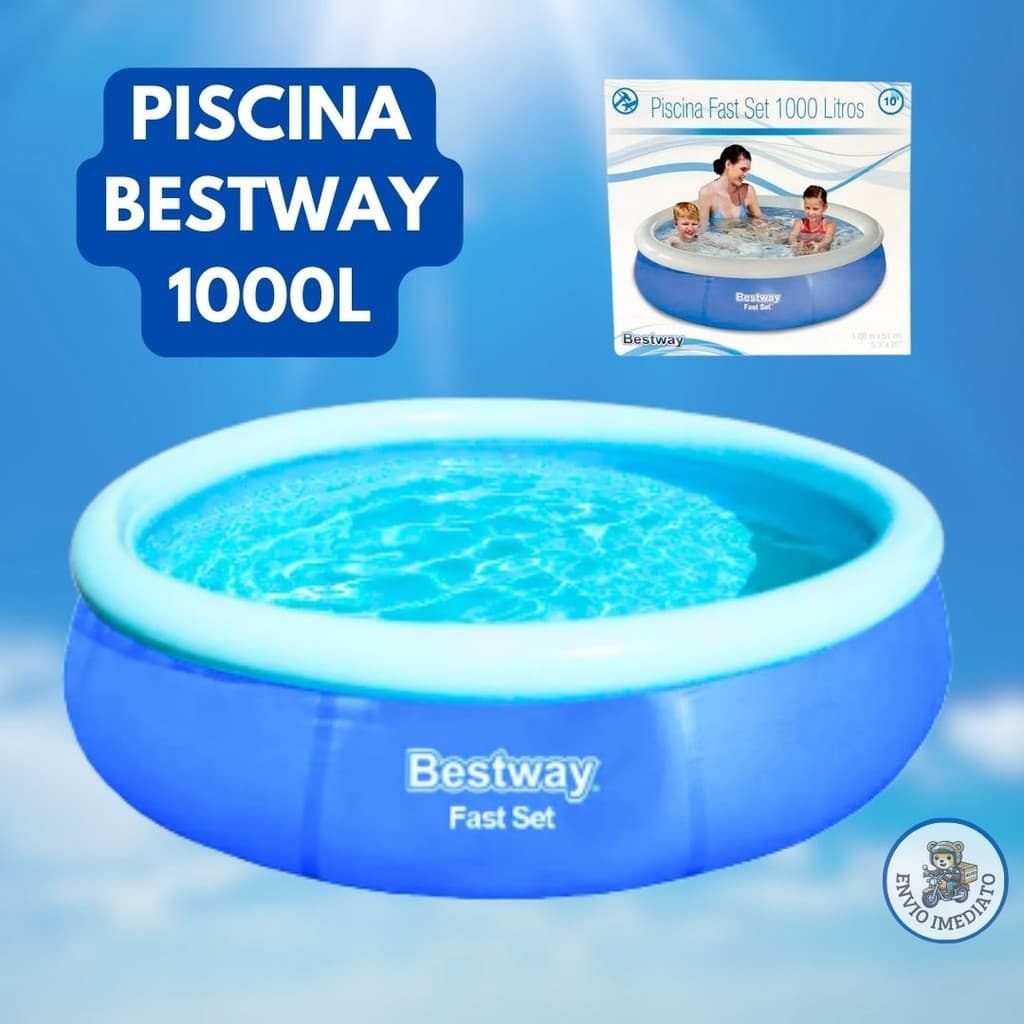 Piscina Infantil E Adulto 1000 Litros Redonda Inflável Grande Fast Set Bestway
