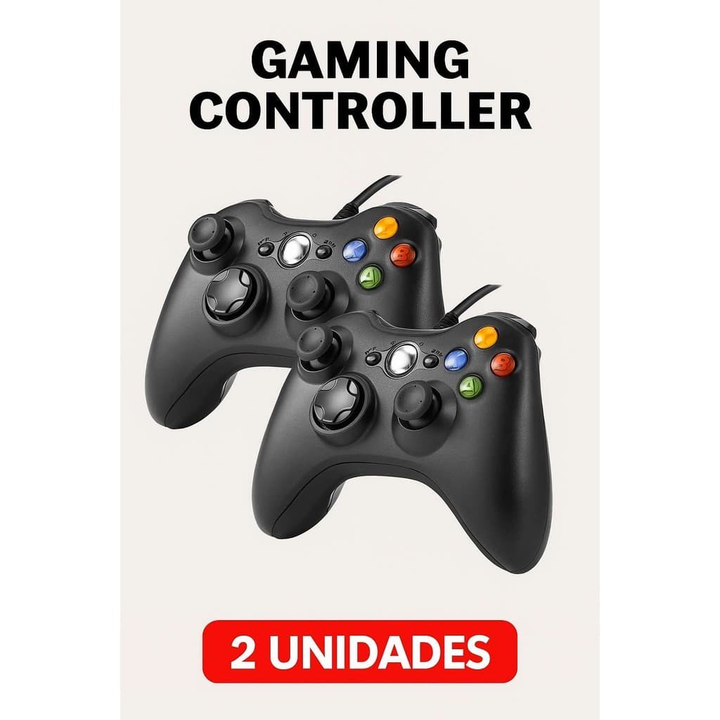 Controles Xbox 360 e PC com Fio USB Compatível Windows Notebook – Preto