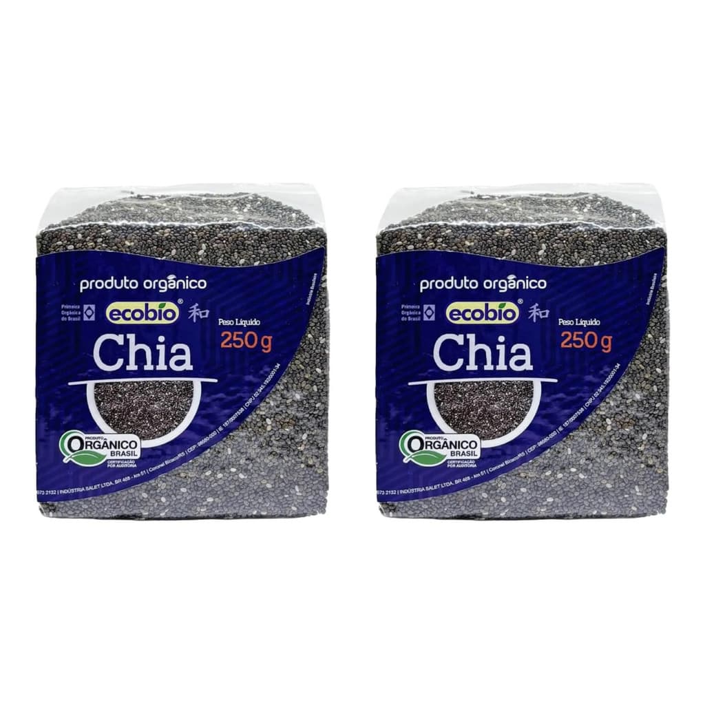 Kit 2 Chias em Grãos Ecobio Orgânica Alto Vácuo  - 500g Total - Sem Soja Sem Glúten
