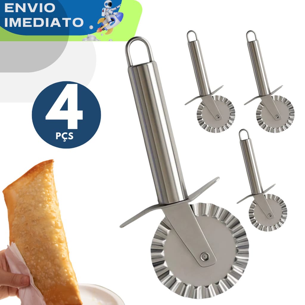 4 Carretilha Cortador de Pastel Premium Casa Buffet Restaurante Massas Utensílios de Cozinha Fogazza