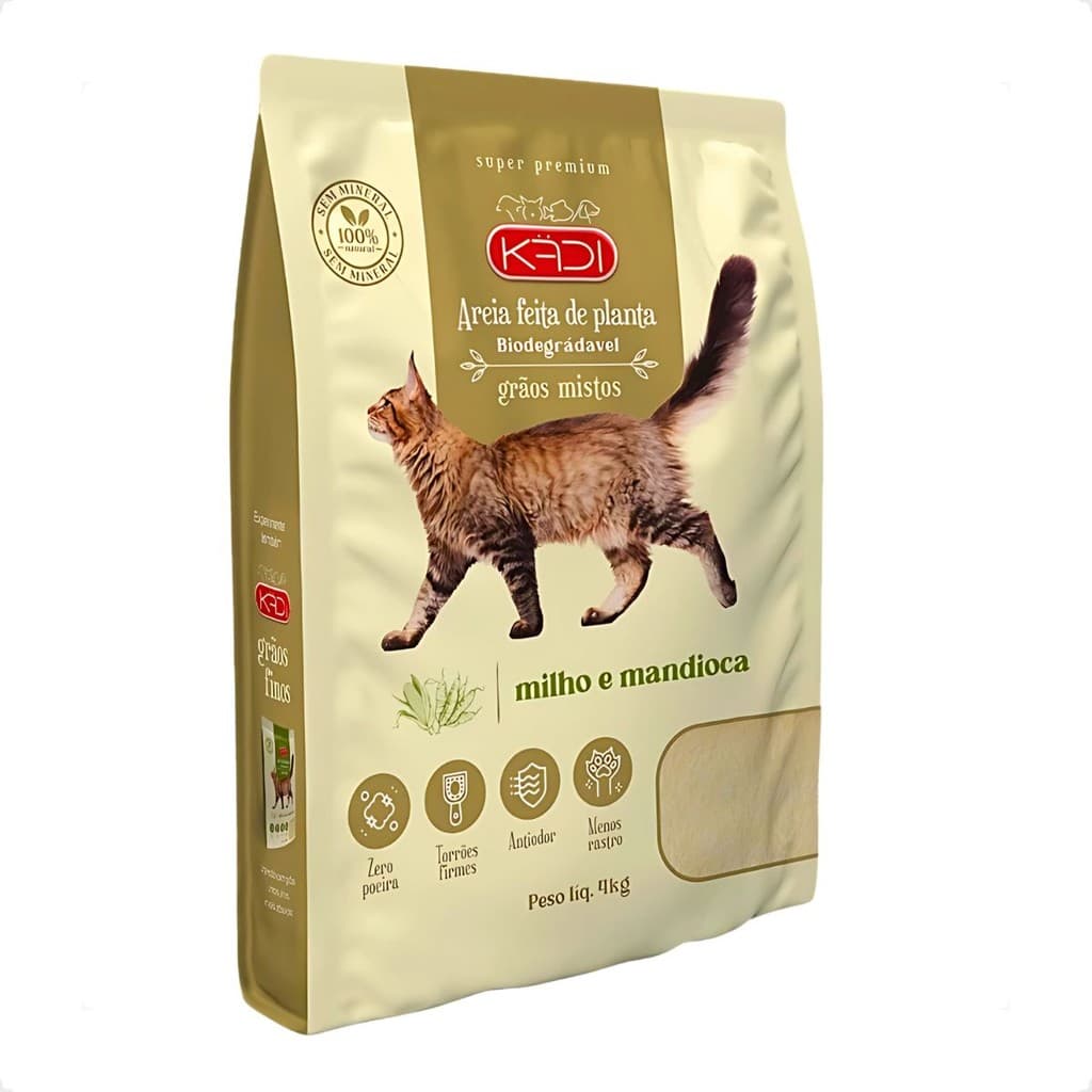 Areia Biodegradável 4kg Grãos Mistos - Kadi
