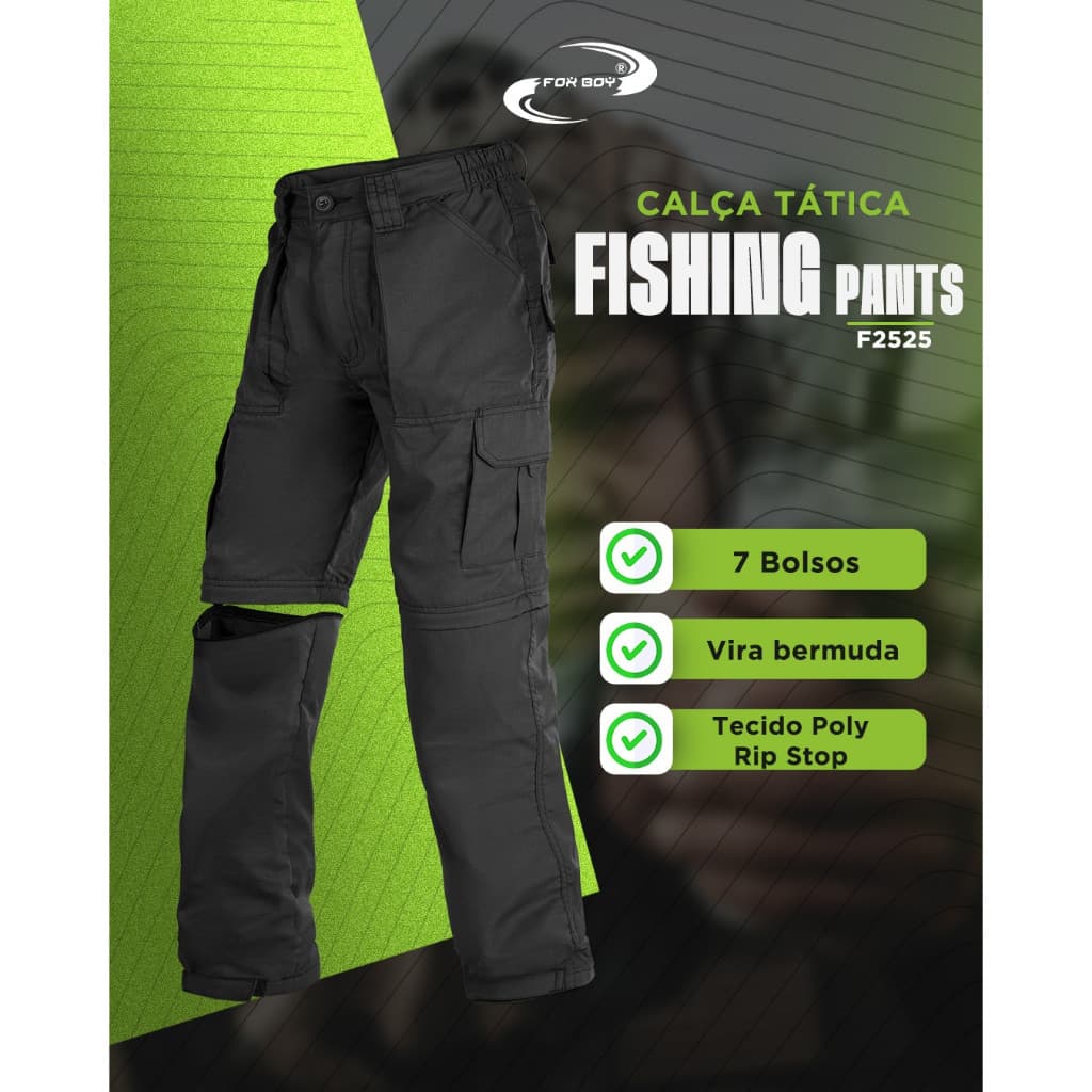 Calça Vira Bermuda Com Elástico na Cintura e Regulador na Barra Ideal para Pescaria Camping Escalada Trilha E dia-a-dia